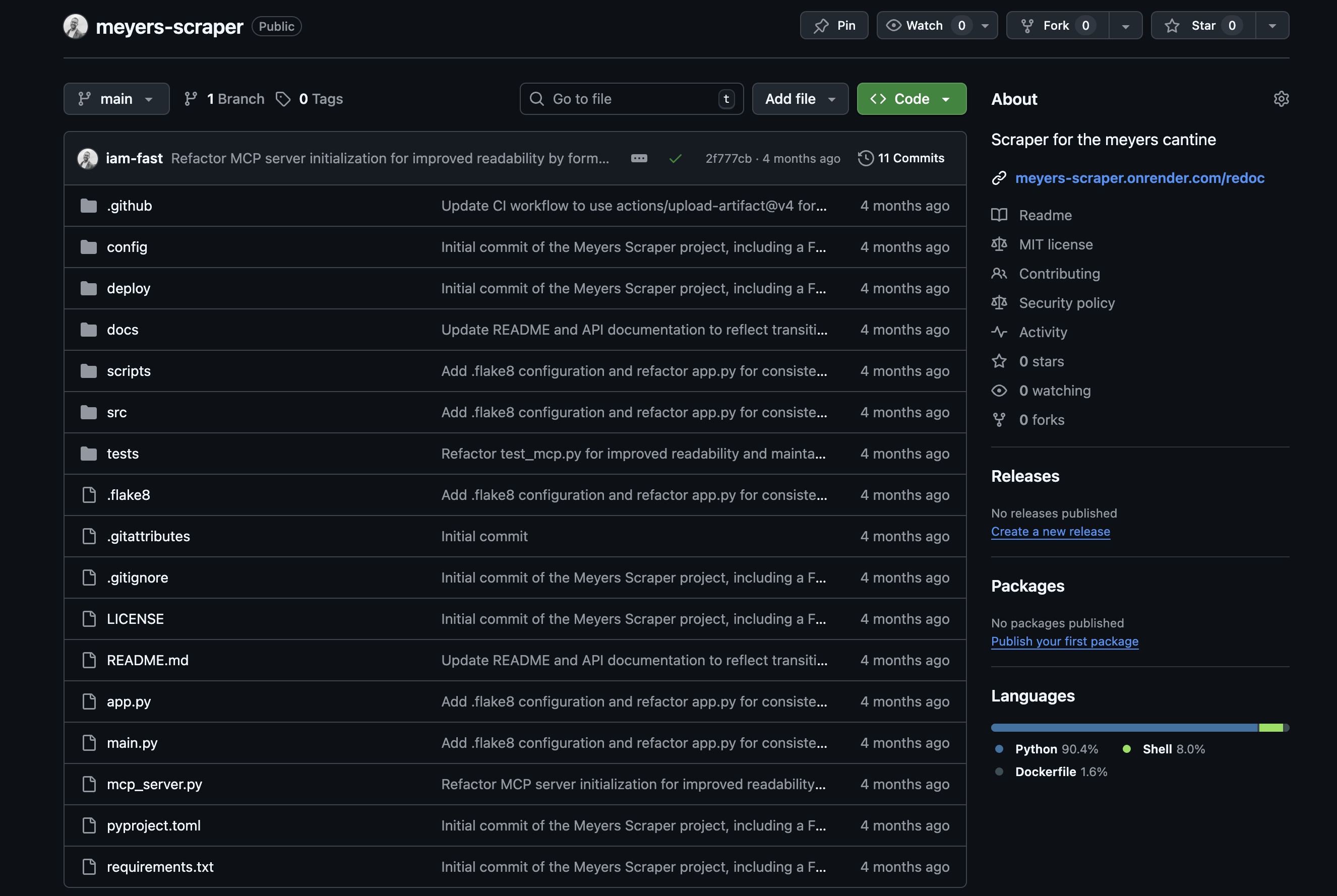 Meyers Cantine MCP Server - 2 days software project showcasing MCP, Python, FastAPI